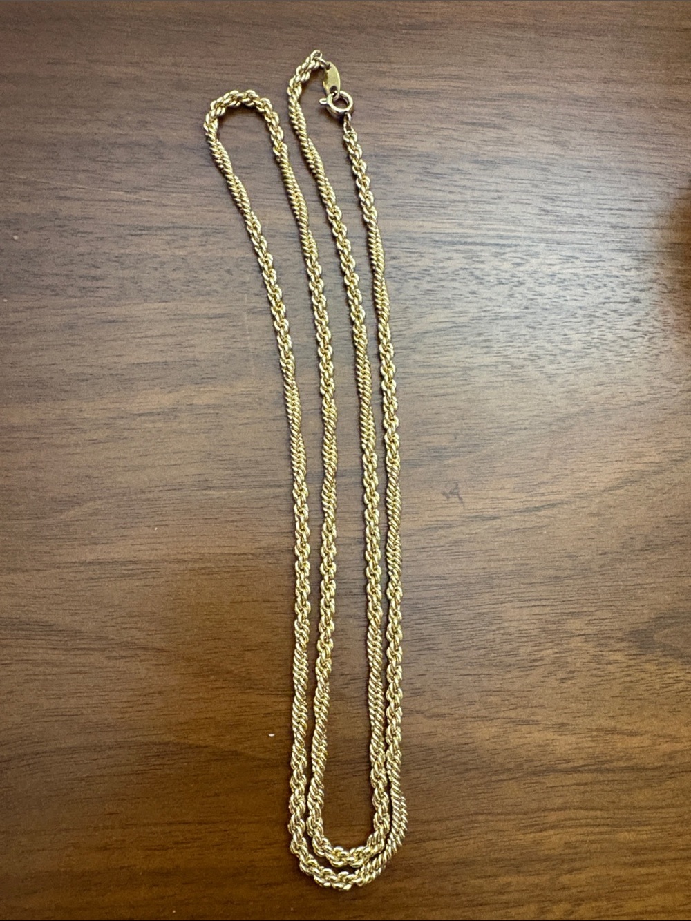 Vintage Trifari Gold Rope Chain Necklace - 30”
